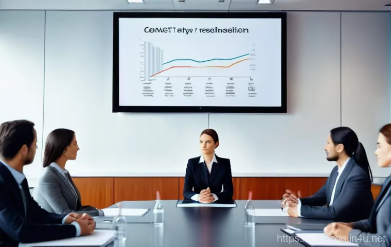 경영컨설턴트의 커리어 패스 - **Prompt:** A diverse team of three to four management consultants, all wearing smart professional b...