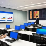 경영컨설팅과 데이터 분석 - A modern Thai business office setting where a diverse team of professionals is engaged in a data ana...
