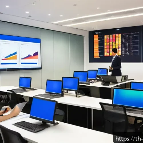 경영컨설팅과 데이터 분석 - A modern Thai business office setting where a diverse team of professionals is engaged in a data ana...