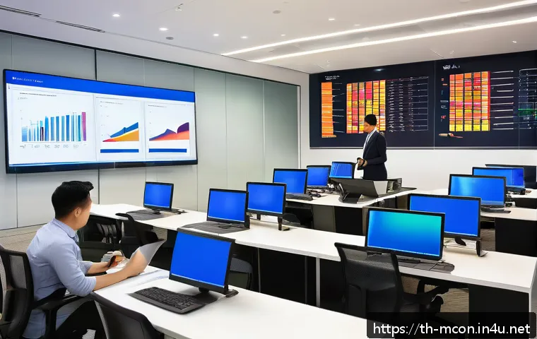 경영컨설팅과 데이터 분석 - A modern Thai business office setting where a diverse team of professionals is engaged in a data ana...